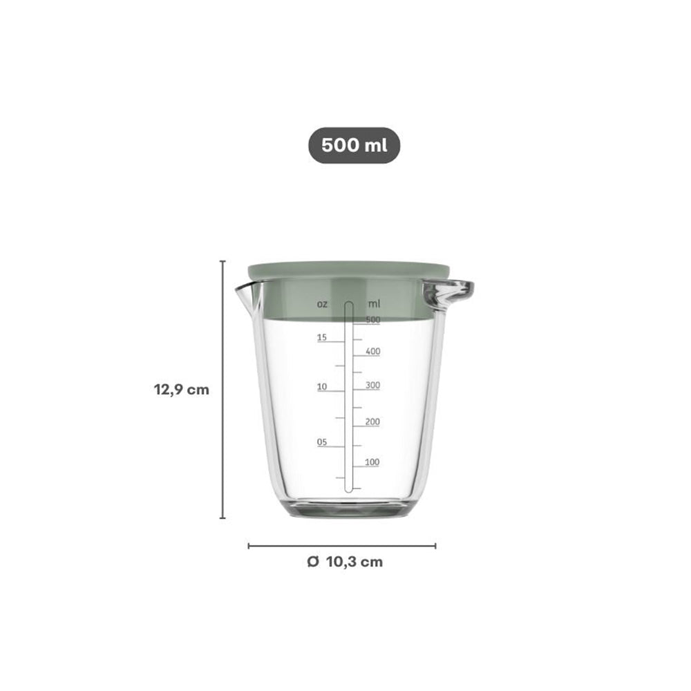 Chef It Glass Measuring Jug with Lid 500ml - Nordic Sage