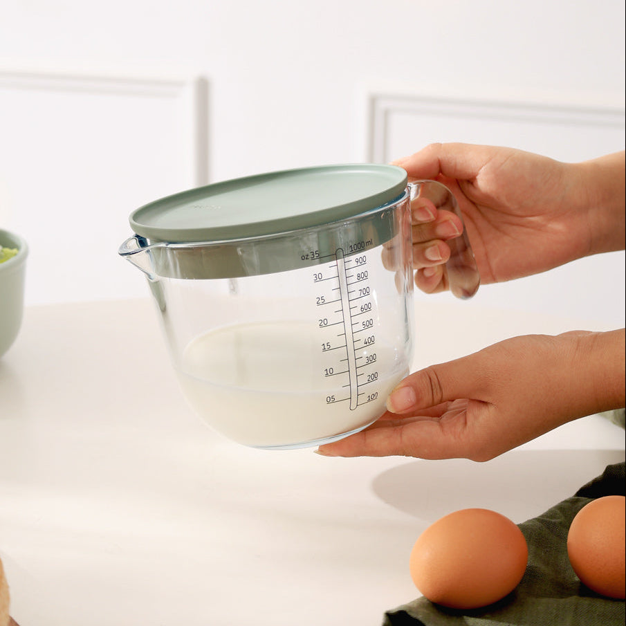 Chef It Glass Measuring Jug with Lid 1000ml - Nordic Sage