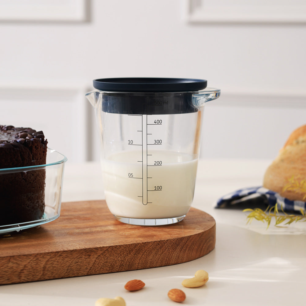 Chef It Glass Measuring Jug with Lid 500ml - Navy