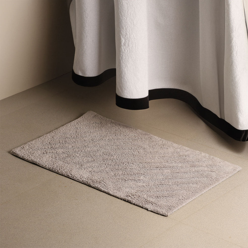 Chelsea Striped Reversible Tufted Bathmat - Light Grey