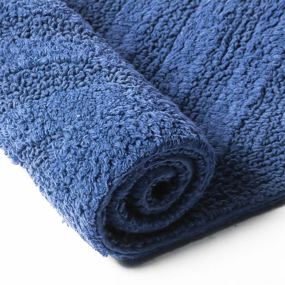 Chelsea Striped Reversible Tufted Bathmat - Azure Blue