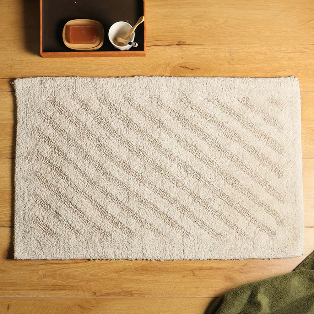 Chelsea Striped Reversible Tufted Bathmat - Taupe