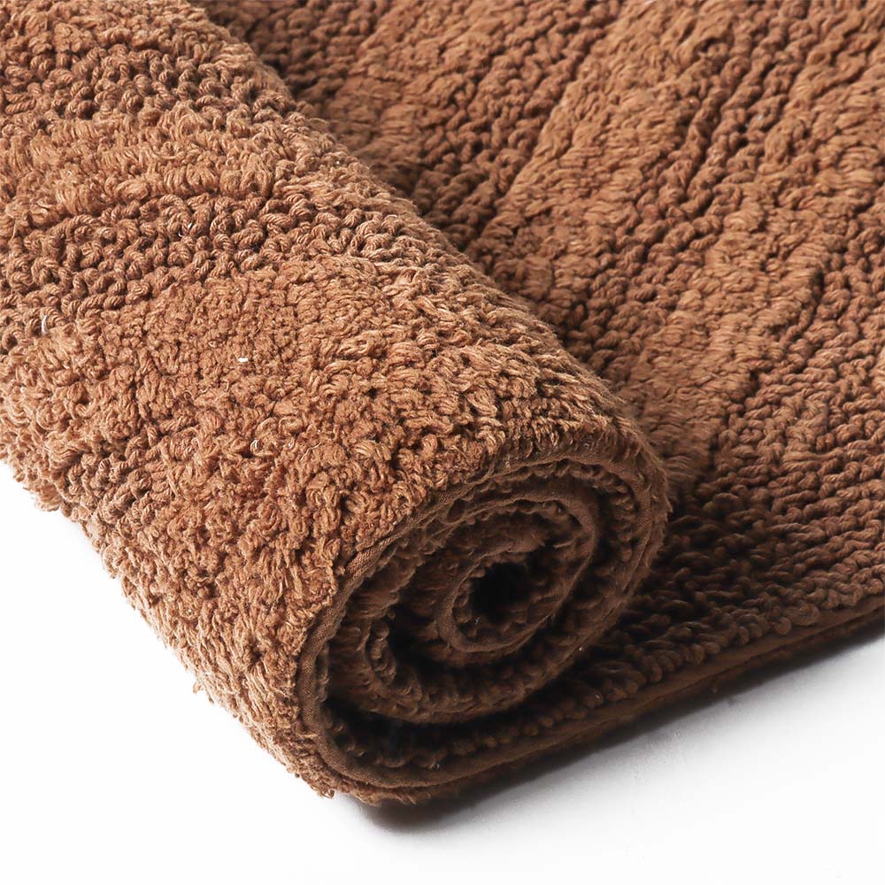 Chelsea Striped Reversible Tufted Bathmat - Walnut Brown