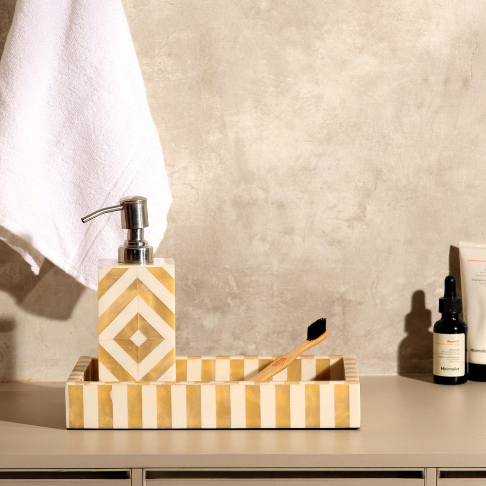 Chevre Decorative Resin Tray Medium - Beige White