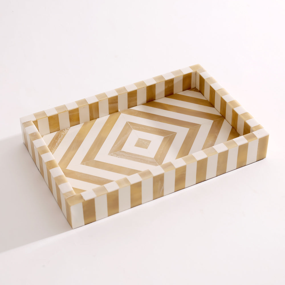 Chevre Decorative Resin Tray Medium - Beige White