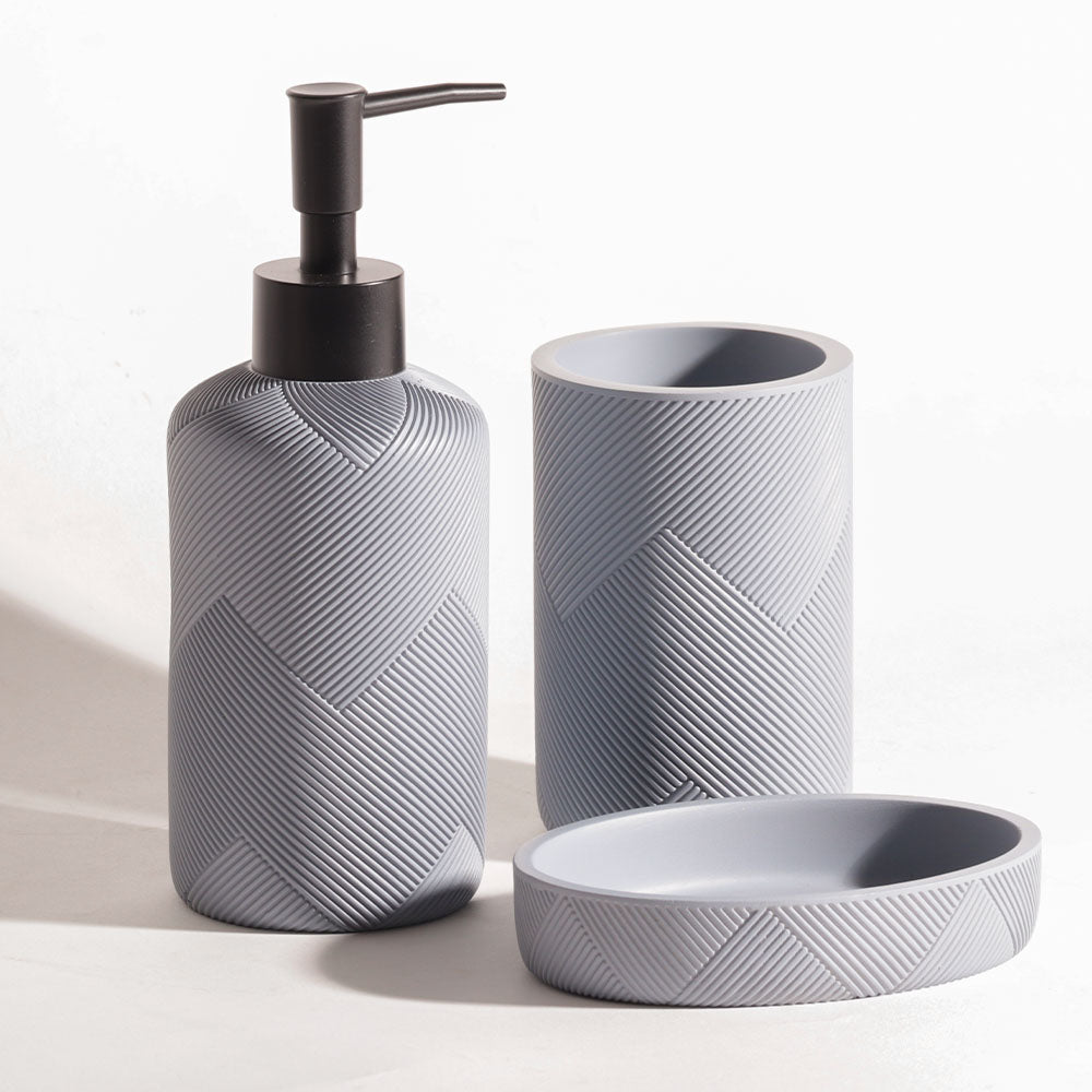 Chevron 3-piece Bathroom Set - Muted Blue