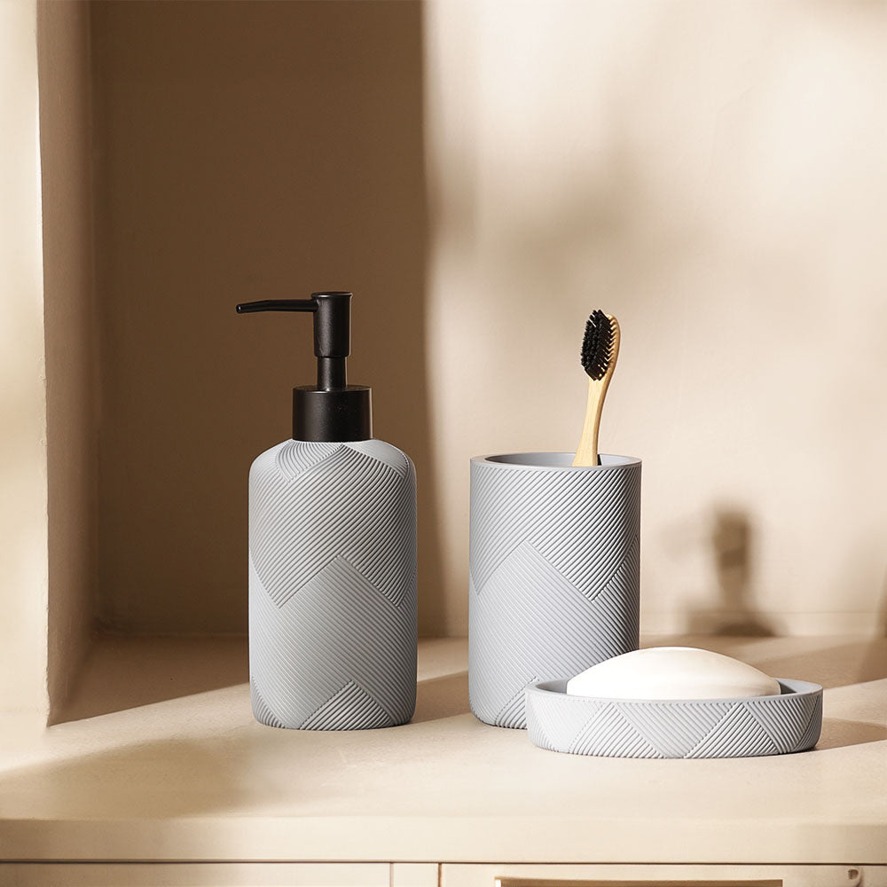 Chevron 3-piece Bathroom Set - Muted Blue