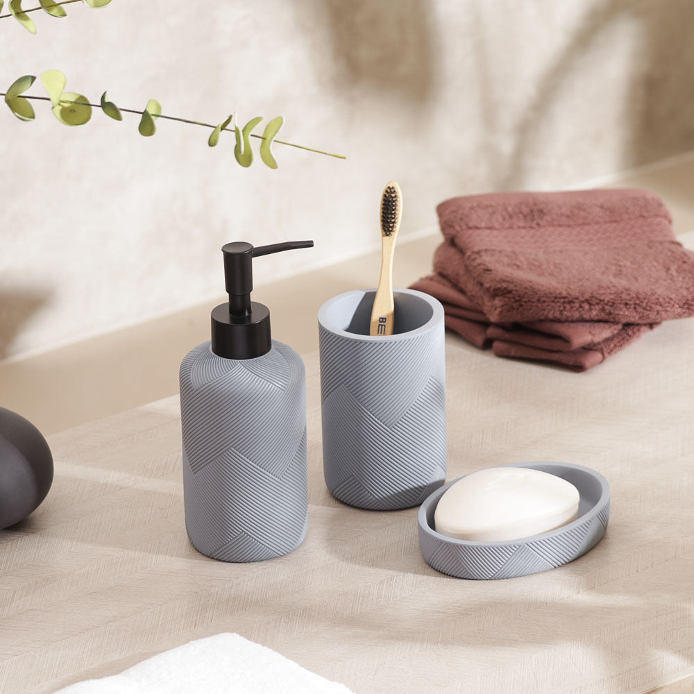 Chevron 3-piece Bathroom Set - Muted Blue