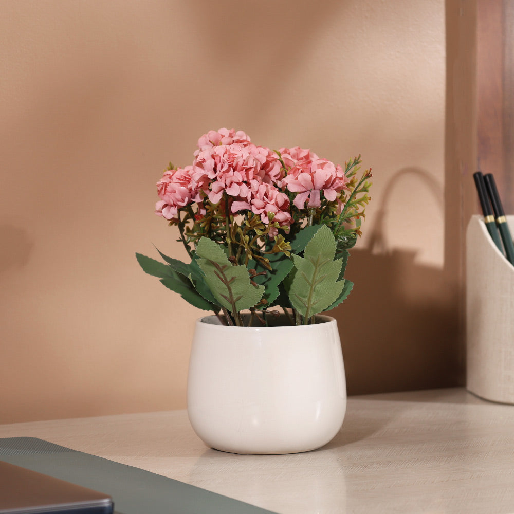 Chrysanthemums Artificial Potted Plant - Magenta White