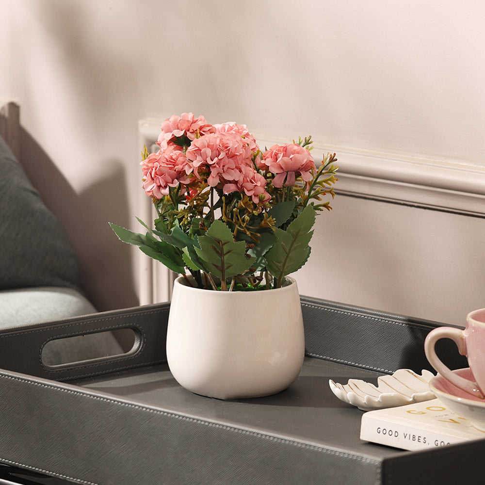 Chrysanthemums Artificial Potted Plant - Magenta White