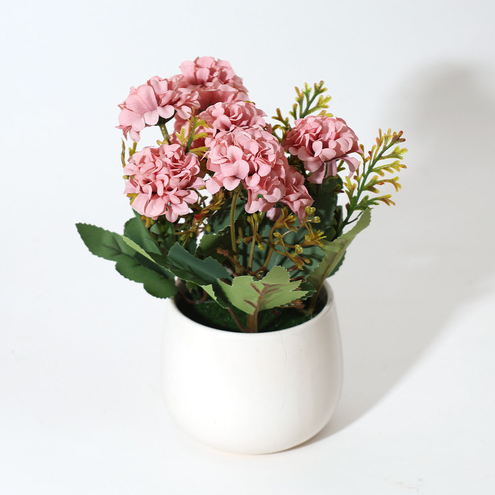 Chrysanthemums Artificial Potted Plant - Magenta White