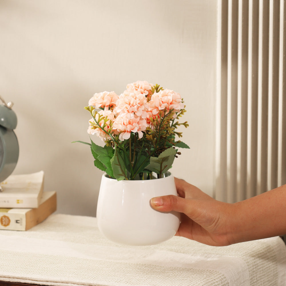 Chrysanthemums Artificial Potted Plant - Peach White