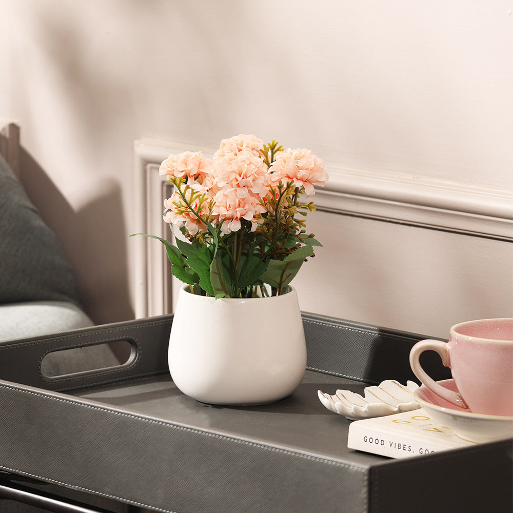 Chrysanthemums Artificial Potted Plant - Peach White