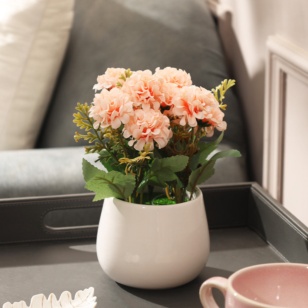 Chrysanthemums Artificial Potted Plant - Peach White