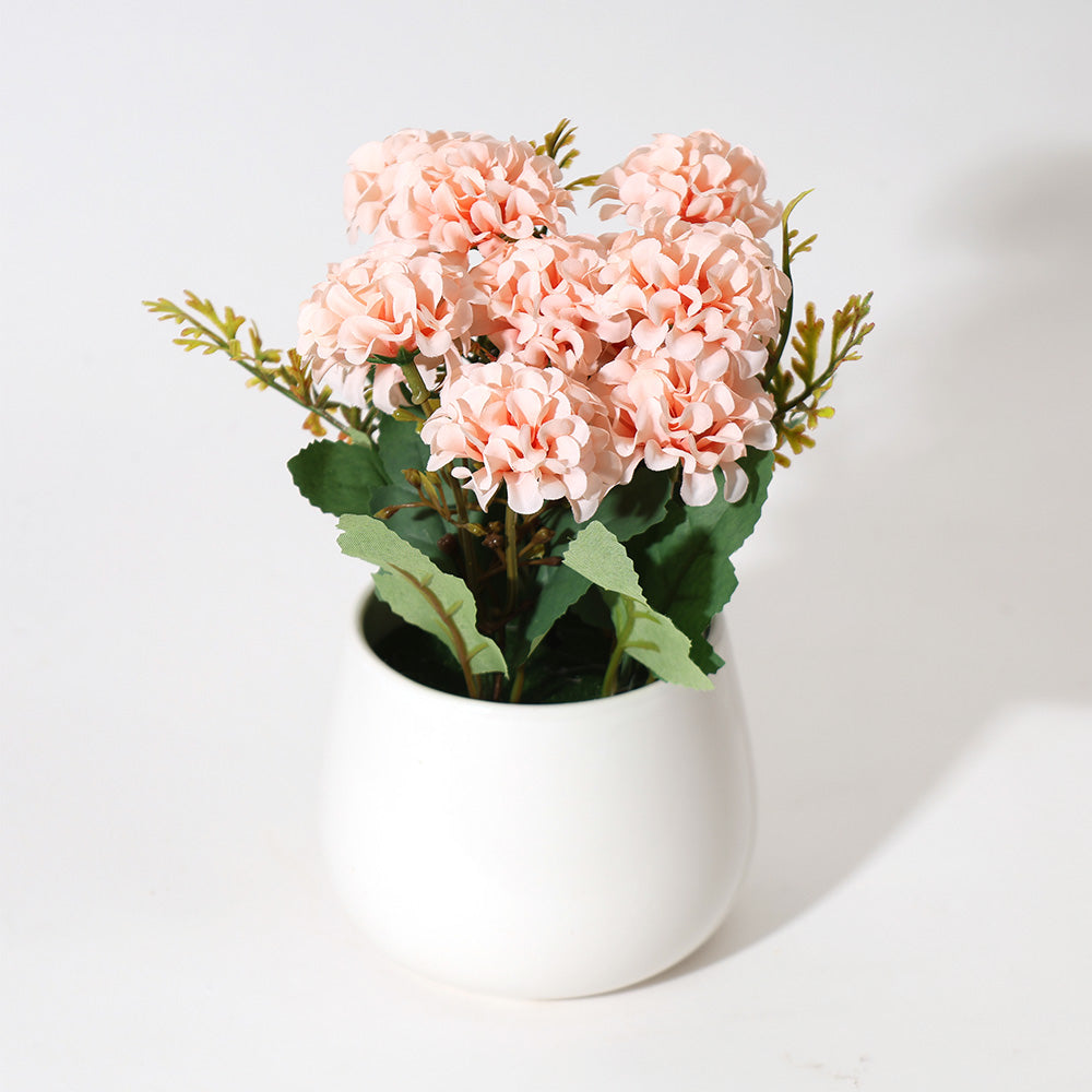 Chrysanthemums Artificial Potted Plant - Peach White