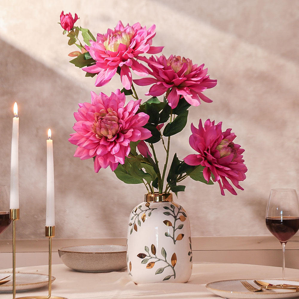 Chrysanthemums Faux Stem - Magenta Sage
