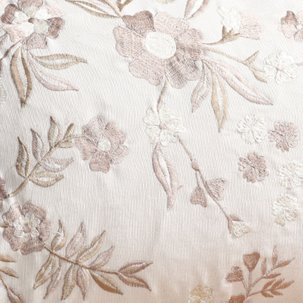 Cinqufoil Embroidered Cotton Rectangular Cushion Cover 40x60cm - Rust White
