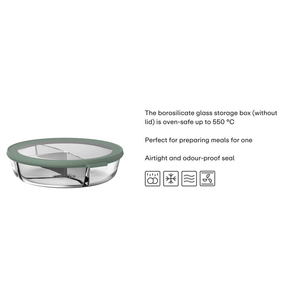 Cirqula Glass Bento Bowl With Lid - Nordic Sage