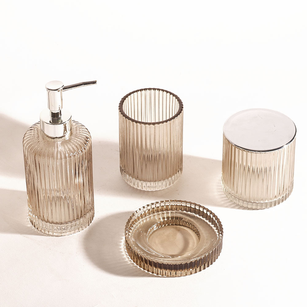 Claro 4-piece Glass Bathroom Set - Smokey Brown