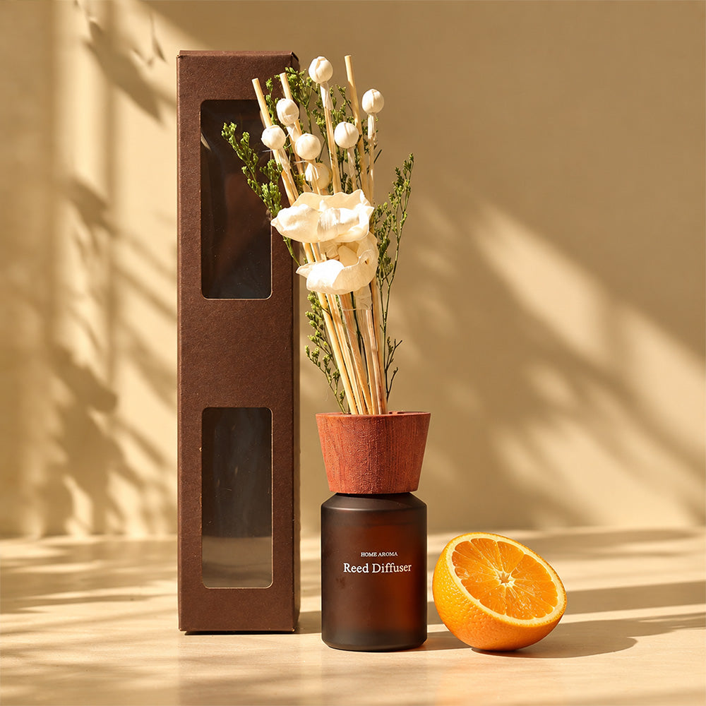 Clara Sandalwood Scented Reed Diffuser - Beige