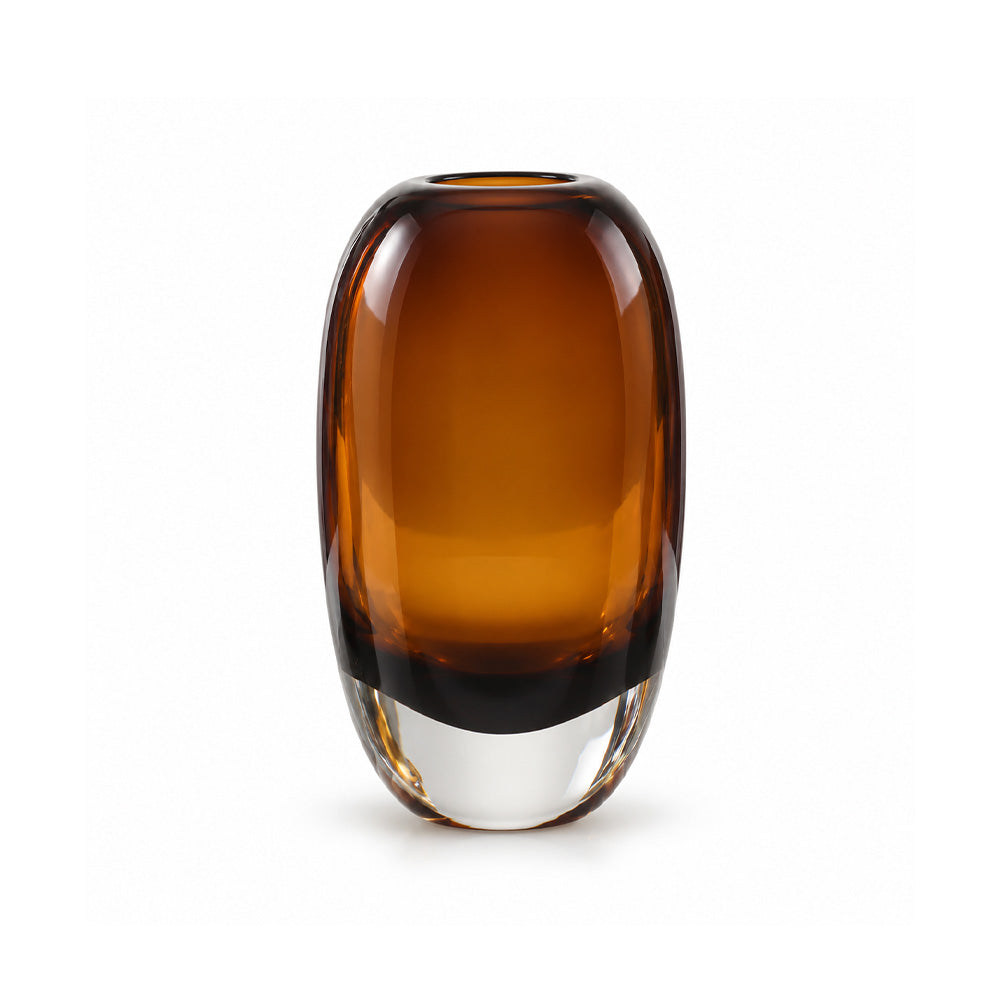Clares Glass Oval Vase Medium - Amber
