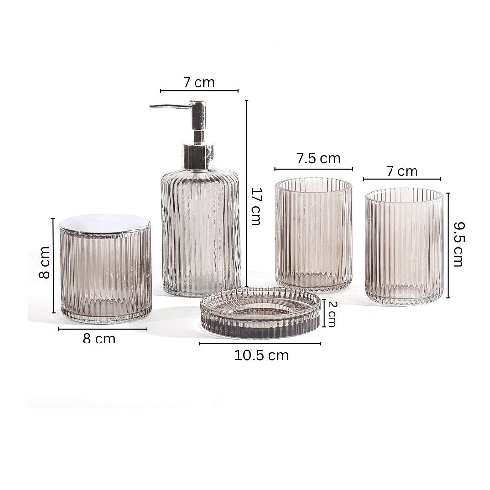 Claro 5-piece Glass Bathroom Set - Smokey Grey