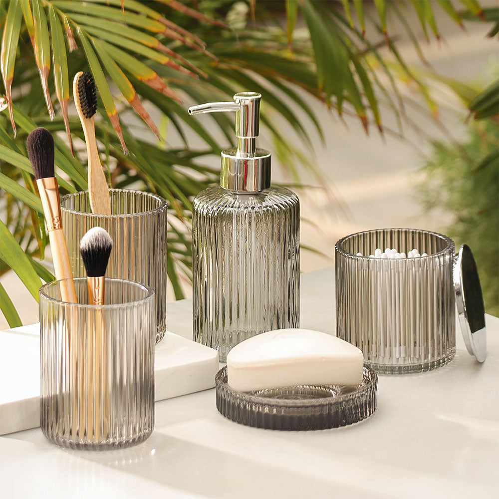 Claro 5-piece Glass Bathroom Set - Smokey Grey