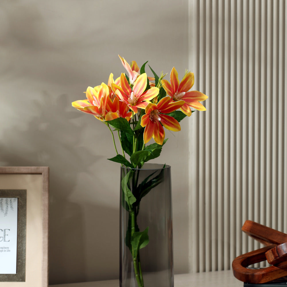 Clematis Faux Stem - Sunset Orange