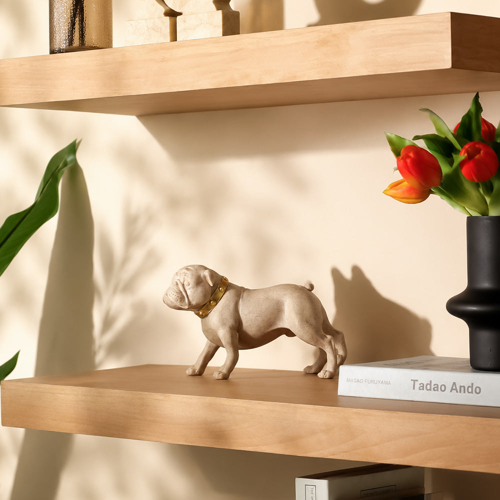 Collared Bulldog Sculpture Small - Beige Gold