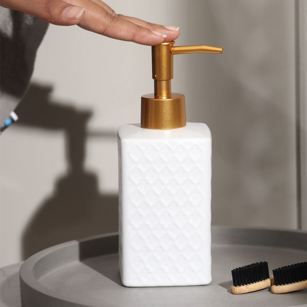 Column Soap Dispenser - Tiled White