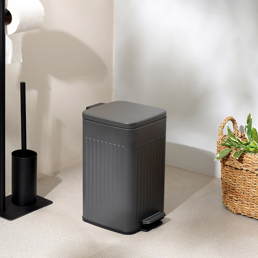 Lines Square Pedal Bin 8L - Dark Grey