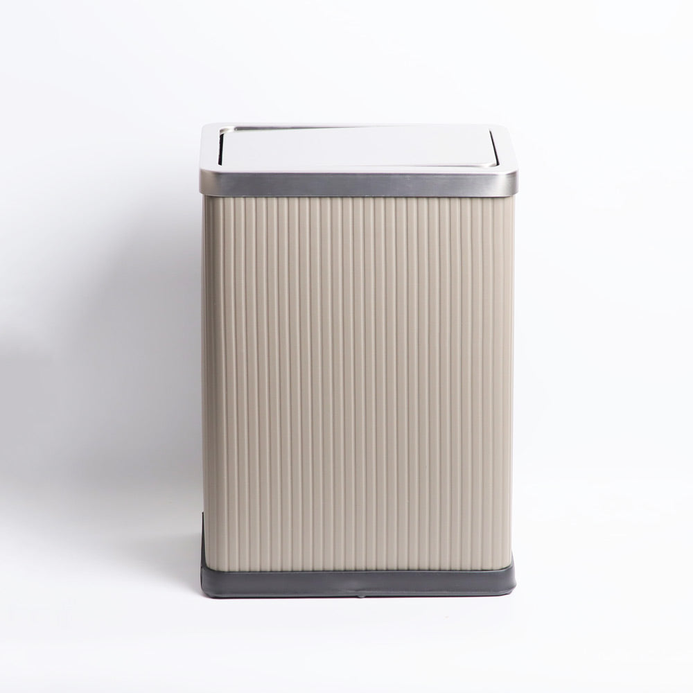 Columns Rectangular Waste Can With Lid 10L - Dark Grey & Steel