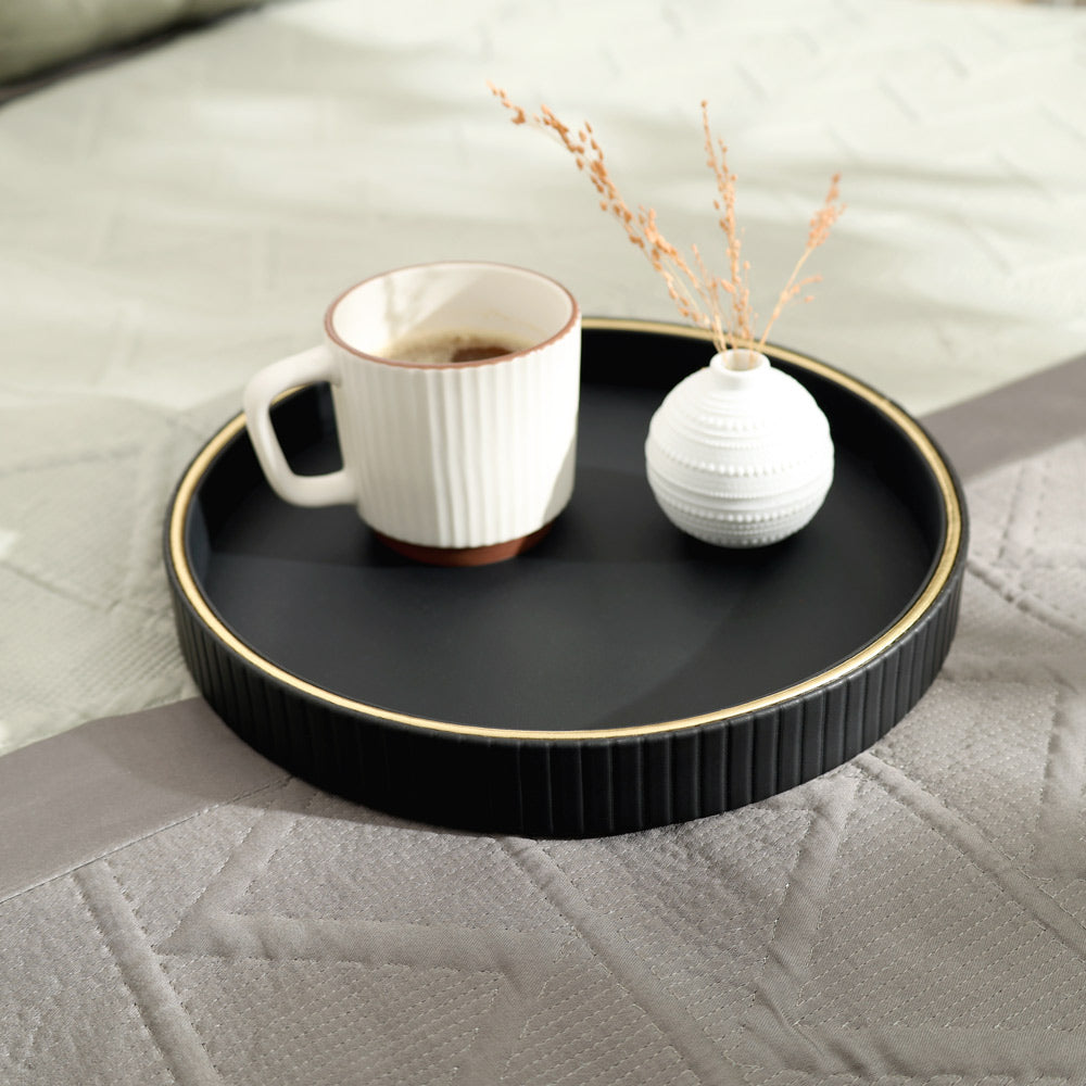 Columns Round Vanity Tray - Black
