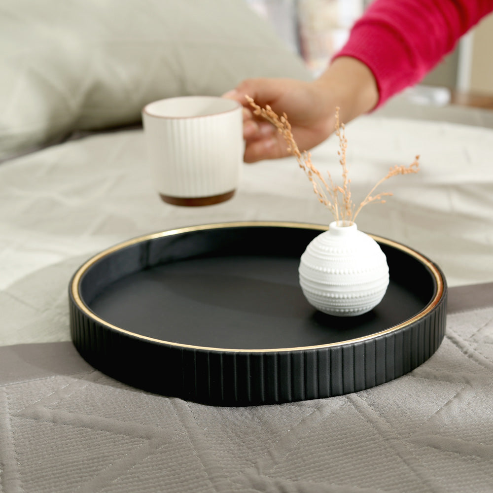 Columns Round Vanity Tray - Black