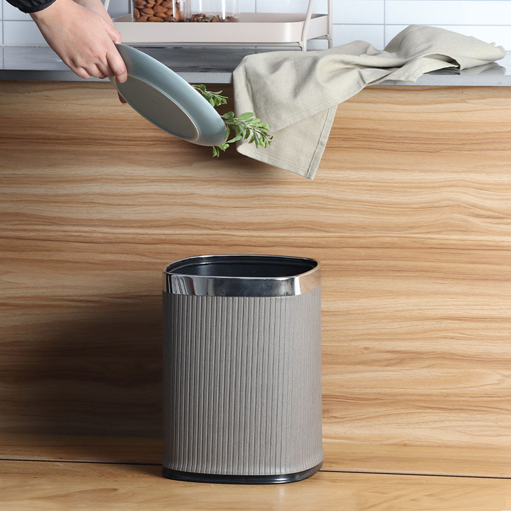Columns Sqround Waste Bin 12L - Ash Grey & Steel