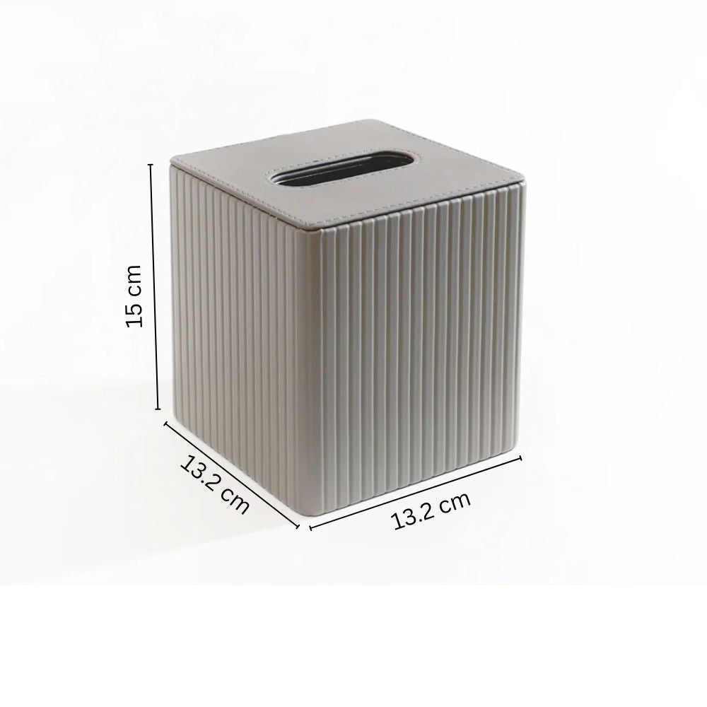 Columns Square Tissue Box Holder - Dark Grey