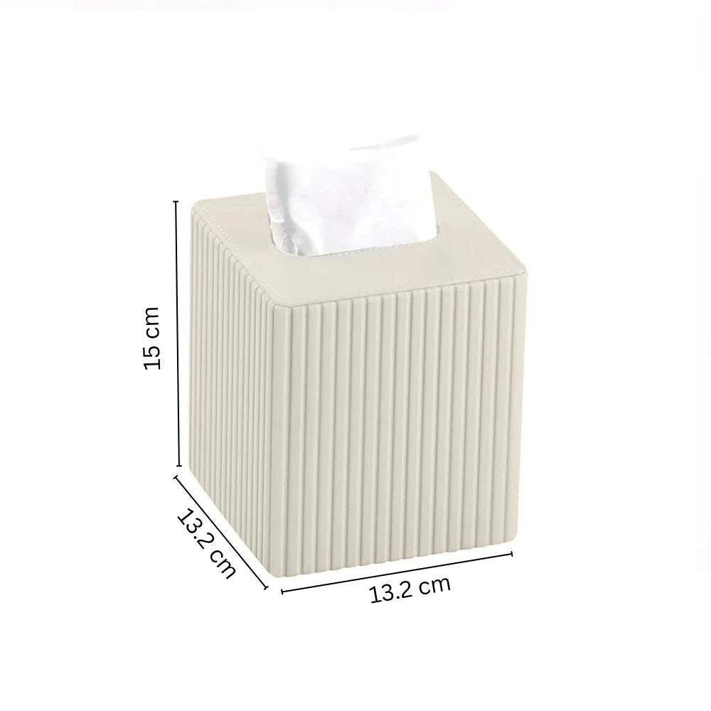 Columns Square Tissue Box Holder - Ivory