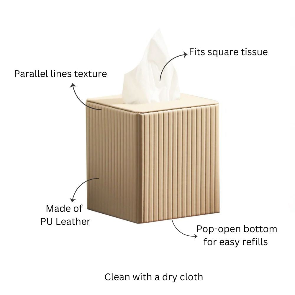 Columns Square Tissue Box Holder - Taupe
