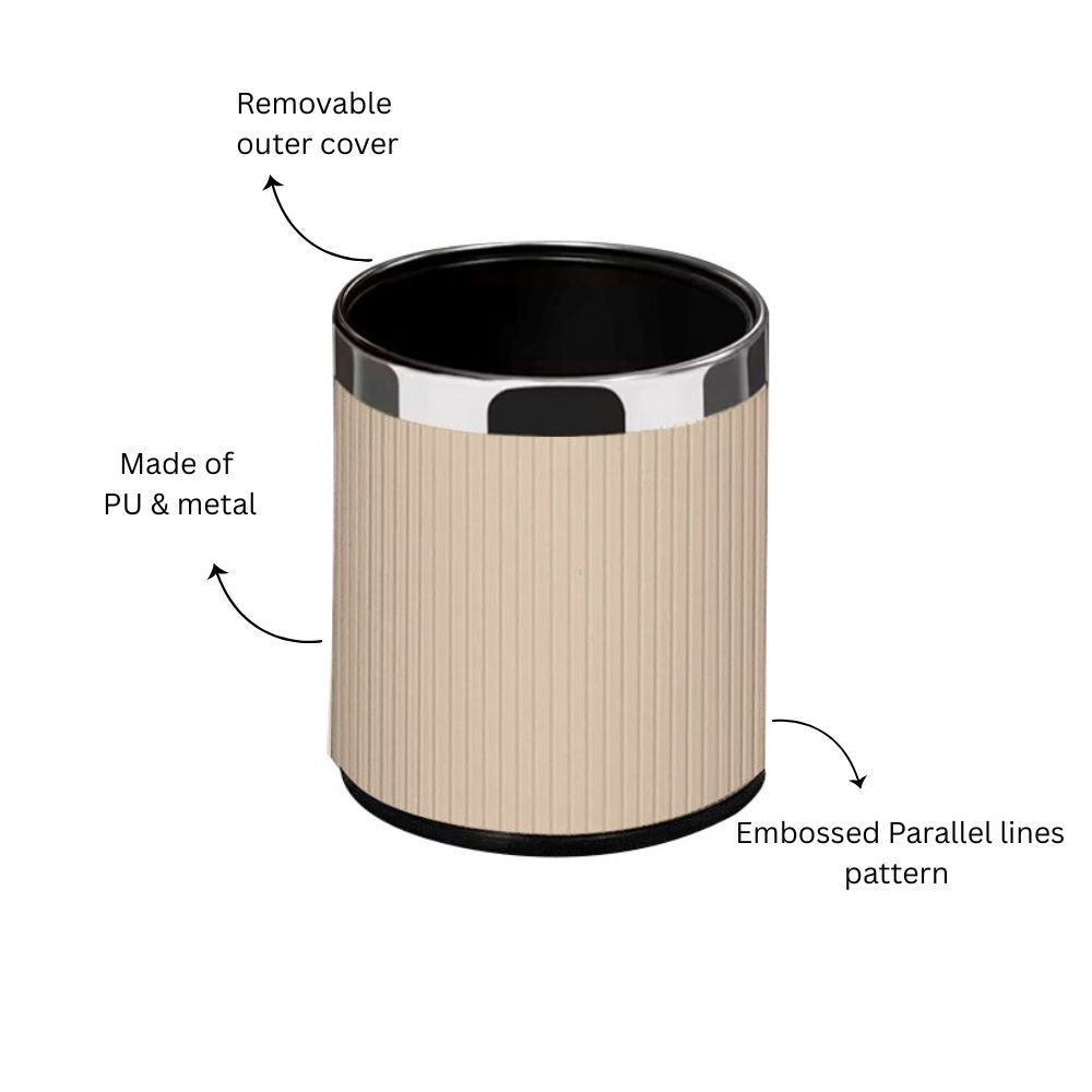 Columns Waste Bin 10L - Taupe & Steel