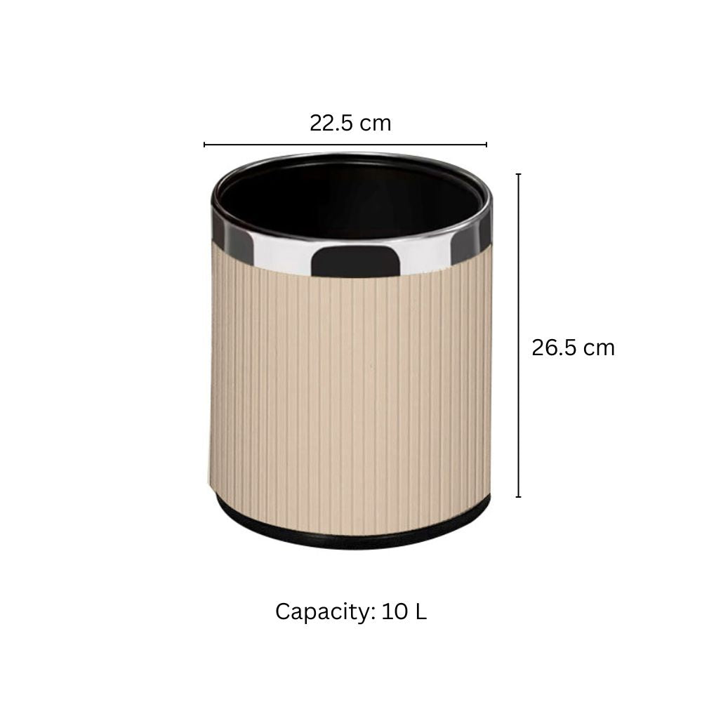 Columns Waste Bin 10L - Taupe & Steel
