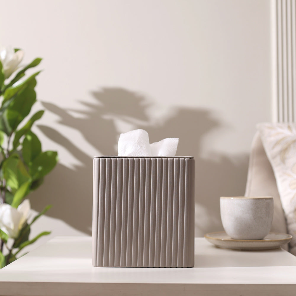 Columns Square Tissue Box Holder - Dark Grey