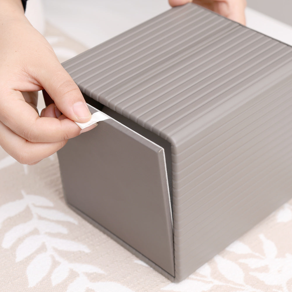Columns Square Tissue Box Holder - Dark Grey