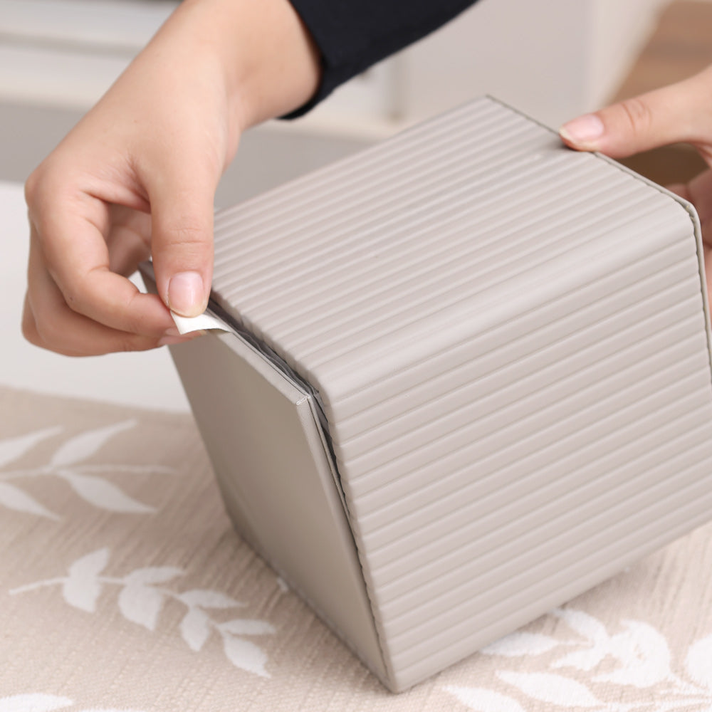 Columns Square Tissue Box Holder - Light Grey