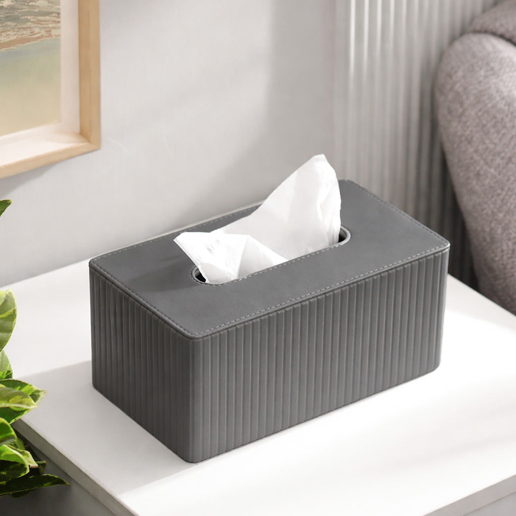 Columns Tissue Box Holder - Dark Grey