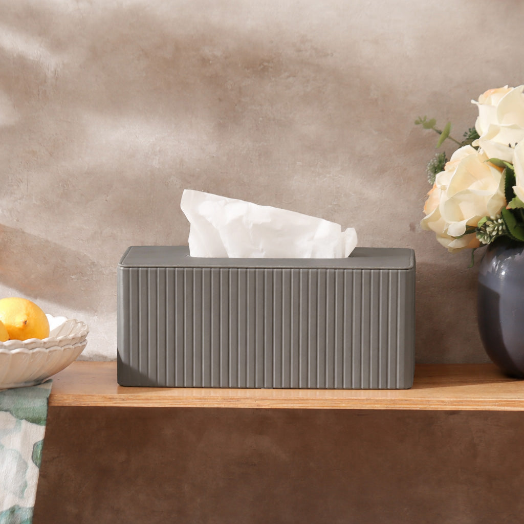 Columns Tissue Box Holder - Dark Grey
