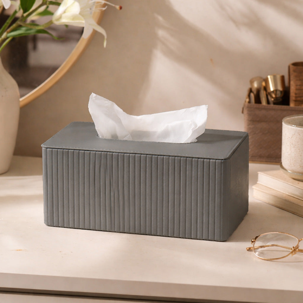 Columns Tissue Box Holder - Dark Grey
