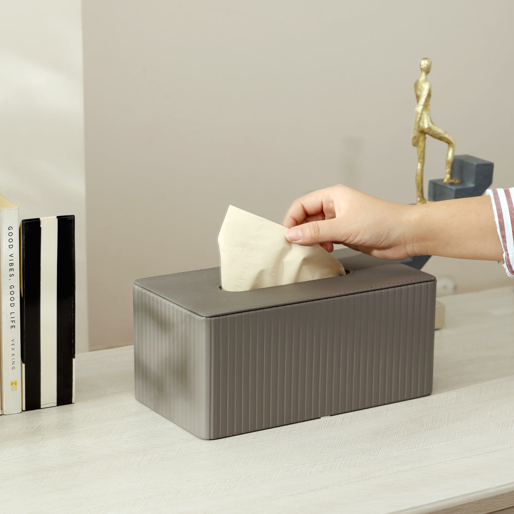 Columns Tissue Box Holder - Dark Grey