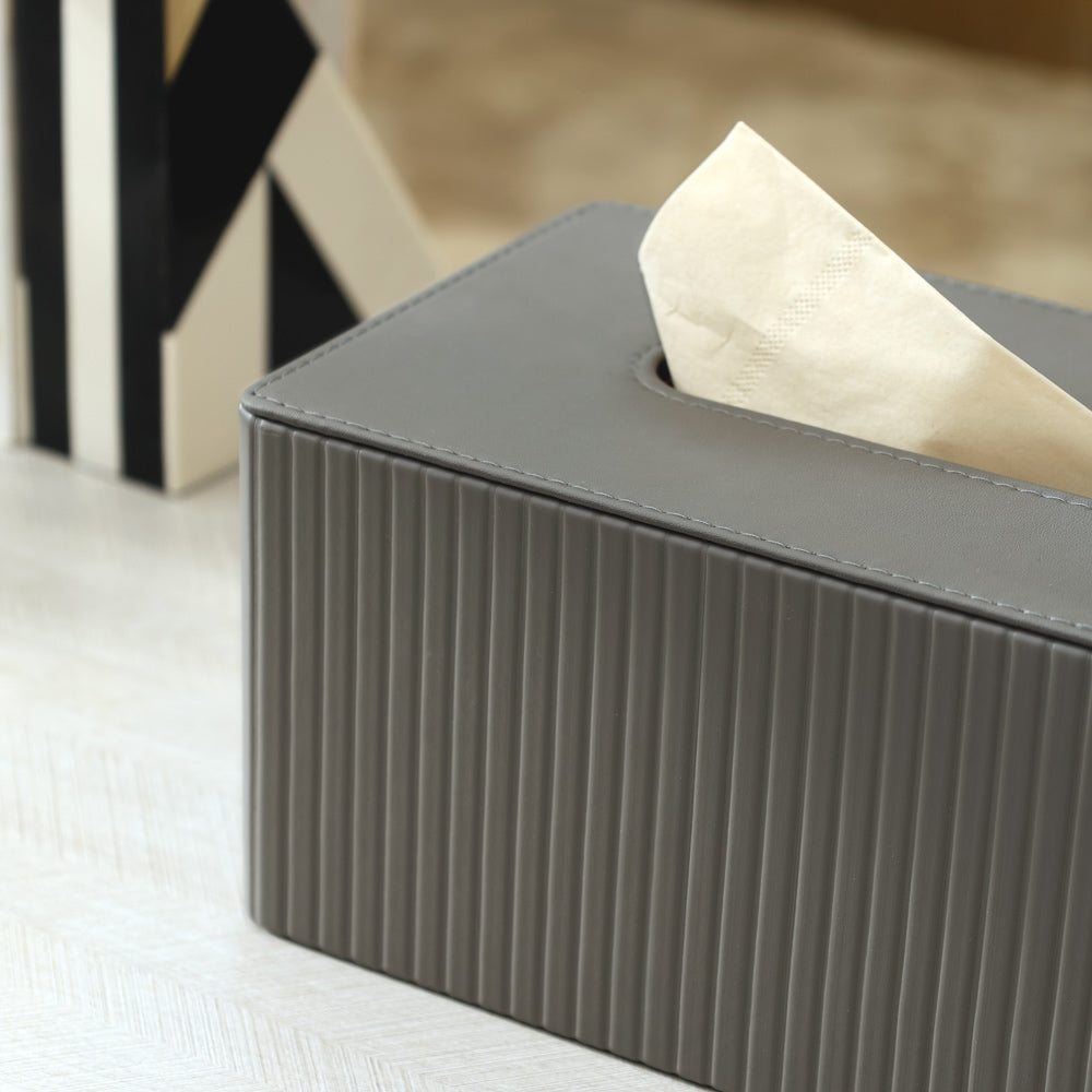 Columns Tissue Box Holder - Dark Grey