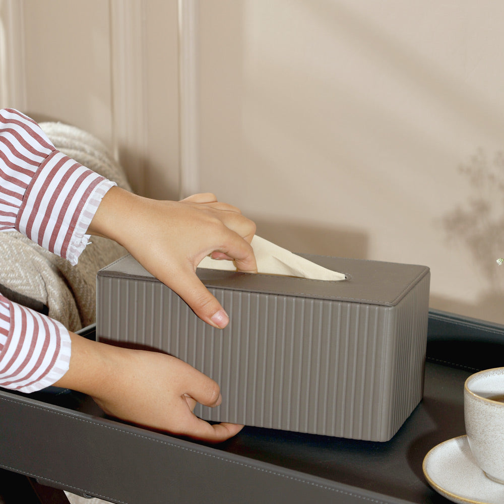 Columns Tissue Box Holder - Dark Grey