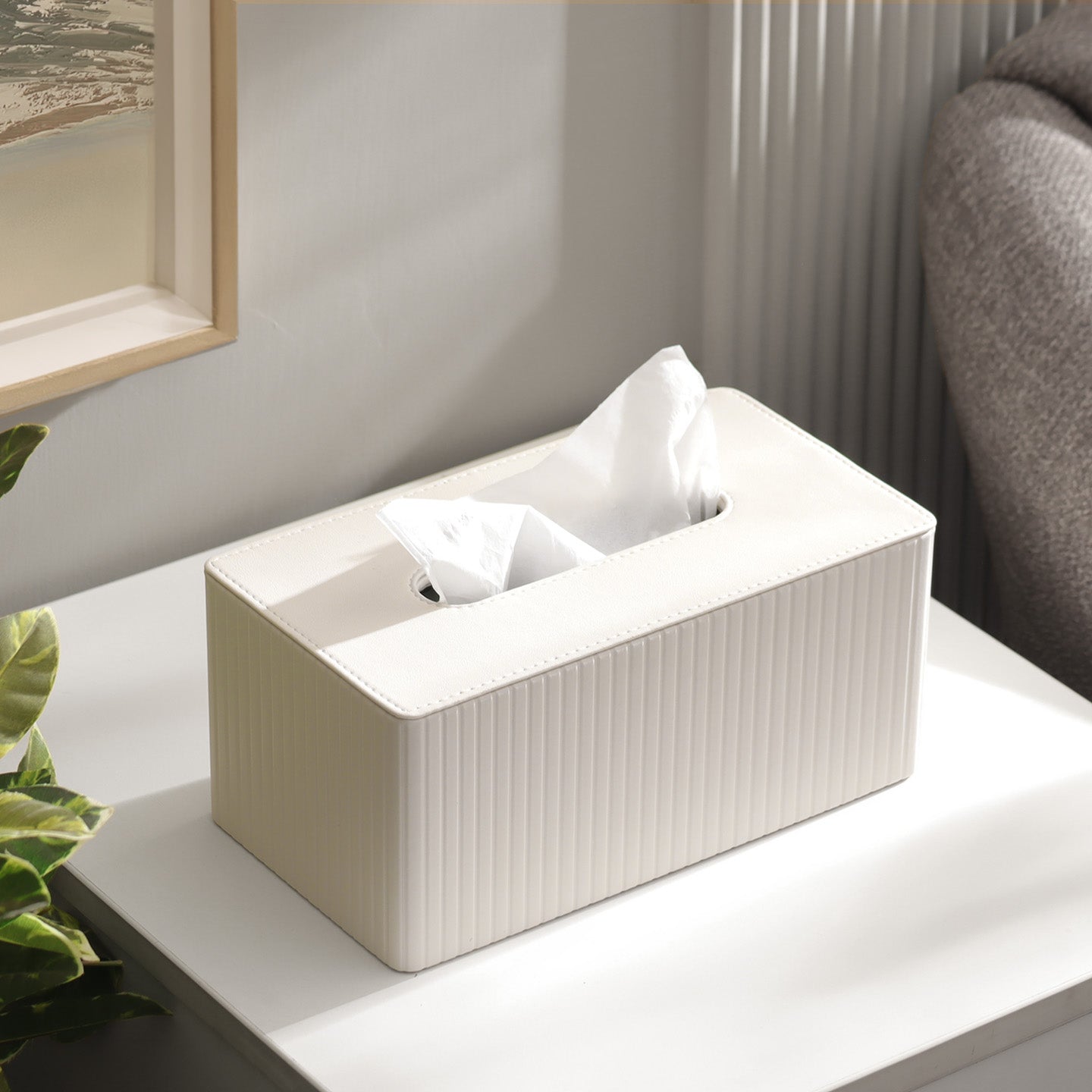 Columns Tissue Box Holder - Ivory